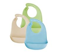 SLOSH Baberos Silicona Bebé Impermeables Flexible Suave de 6 Meses a 6 Años 1 año 2 años Grande Ajustable para Niño Unisex