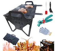 Slot Grill - Parrilla de barbacoa plegable de acero para fácil almacenamiento, barbacoa portátil Slot Grill, barbacoas portátiles Slotgrill para camping, fogata de mesa, fiestas al aire libre (50CM)