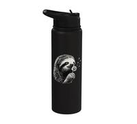 Sloth Blowing Wishes Divertido Diente de León Gráfico envejecido Stainless Steel Insulated Water Bottle