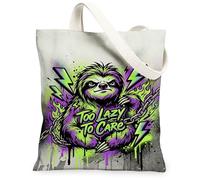 Sloth - Bolsa de lona para mujer, diseño urbano Edgy Lightning Chain Ningone Green Neón lavable, reutilizable, pequeña bolsa de mano para la fama, Verde neón, 13x15 Inch