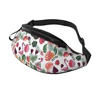 Sloth In Pink Tropical Leaf Riñonera Riñoneras para Hombres Mujeres Riñonera con Correa Ajustable para Correr Viajes Senderismo Perro Caminar Entrenamiento