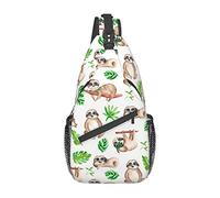 Sloth Leaves Cute Animal Sling Bag, Casual Crossbody Shoulder Bag Senderismo Mochila Crossbody Hombro Mochila Travel Chest Pack para Hombres Mujeres