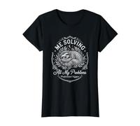 Sloth Me Resolviendo Mis Problemas Dormir Siesta Divertido Camiseta gráfica económica, Mujer, Negro, L