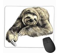 Sloth Non Slip Rubber Base Sweetly Smiling Jungle Animals acostado con Las piernas Cruzadas Tropic Fauna Sketch Custom Mouse Pad Ivory Black
