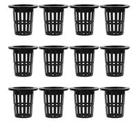 Slotted Mesh Net Plant Cups: 50pcs Hydroponic Baskets Net Pots Garden Plastic Plant Nursery Baskets Buckets with Wide Lip for Aquaponics Hydroponics Black