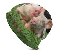 Slouchy Beanie Hat Skull Cap Two Cute Pigs in The Grass Baggy Warm Mujeres Long Hip-Hop Stretch Negro