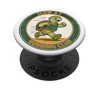Slow A.F. AF Running Club Turtle Runner Retro Funny Running PopSockets PopGrip Adhesivo