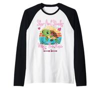 Slow and Steady GANA la Carrera Lindo Entorno de Tortuga Marina Camiseta Manga Raglan