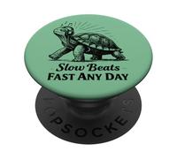Slow Beats Fast Any Day Turtle Chill Filosofía PopSockets PopGrip Adhesivo