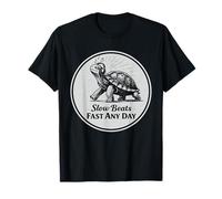 Slow Beats Fast Any Day Turtle Relax Filosofía Cita Camiseta