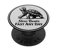 Slow Beats Fast Any Day Turtle Relax Filosofía Cita PopSockets PopGrip Adhesivo