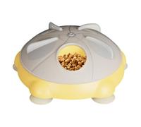 Slow Cat Feeder, Rotating Treat Dispenser, Non Toxic Puzzle Interaction Chew Proof Lightweight Compact Food Maze Strong Build, Pet Training Feeder for Home Travel Indoor, 7.87x7.87x3.15Inches, Yellow
