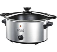 Russell Hobbs Olla de Cocción Lenta Cook@Home - Capacidad 3,5 L, 4 Raciones, 3 Temperaturas, Cuerpo de Acero Inoxidable, Cazuela Extraíble, Fácil Limpieza, Tapa de Cristal, Plata - 22740-56