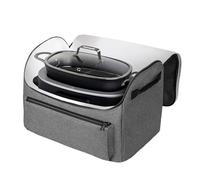Slow Cooker Tote, Cooking Pot Carrying Case, 18.5x12.6x13.23 Inch Waterproof Storage Bag, Built-In Accessory Pocket, Padded Design, Black Medium, for Travel Picnic Camping Potlucks