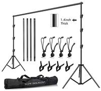 SLOW DOLPHIN Kit de Soporte de Fondo de Muselina Ajustable Resistente para Estudio fotográfico de 10 x 10 pies para fotografía con Bolsa de Transporte, 8 Abrazaderas de Clip