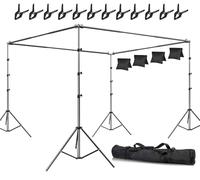 SLOW DOLPHIN Kit de soporte de fondo para estudio fotográfico, soporte de telón de fondo, 40 pies de ancho x 8 pies de alto, soporte cuadrado grande ajustable con conector giratorio, bolsa de