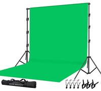 Slow Dolphin Photo Video Studio - Telón de Fondo de Pantalla de 100% Muselina de algodón, Color Verde Cromado, con Soporte de 10 x 10 pies, Sistema de Soporte para fotografía, Abrazadera y Bolsa de