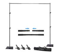 SLOW DOLPHIN Pipe and Drape - Kit de soporte de fondo de fotografía ajustable de 10 pies x 6.5 pies con base de metal para fiestas, bodas, fiestas de cumpleaños, eventos, cabina de fotos