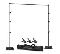 SLOW DOLPHIN Pipe and Drape - Kit de soporte de fondo de fotografía ajustable de 10 x 6.5 pies con base de metal para fiestas, bodas, fiestas de cumpleaños, eventos, cabina de fotos