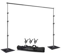 SLOW DOLPHIN Soporte de fondo resistente de 10 pies x 8 pies, kit de sistema de soporte de fondo ajustable con base de acero para fotografía, soporte de fondo de fotos para fiestas, cumpleaños,
