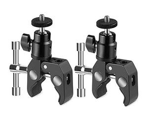 SLOW DOLPHIN Súper abrazadera para fotografía con abrazadera de cámara de montaje de cabeza de bola y mini adaptador de montaje de zapata caliente con tornillo de trípode de 1/4 pulgadas -20 para