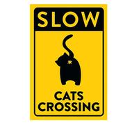 Slow Down Sign Cats Crossing Sign Metal Warning Sign with Cat Butt Pattern Yard Sign for Cat Safety Cat Owners Gift