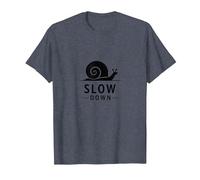 Slow Down Snail Art: Vida Consciente inspiradora Camiseta, Hombre, Azul Jaspeado, L