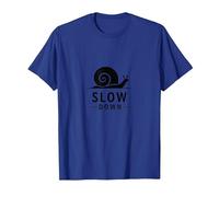 Slow Down Snail Art: Vida Consciente inspiradora Camiseta, Hombre, Azul Real, S