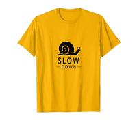 Slow Down Snail Art: Vida Consciente inspiradora Camiseta, Hombre, Dorado Brillante, L