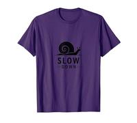 Slow Down Snail Art: Vida Consciente inspiradora Camiseta, Hombre, Morado, XL