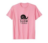 Slow Down Snail Art: Vida Consciente inspiradora Camiseta, Hombre, Rosado, L