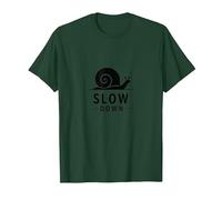 Slow Down Snail Art: Vida Consciente inspiradora Camiseta, Hombre, Verde Bosque, L