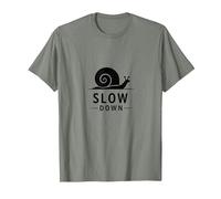 Slow Down Snail Art: Vida Consciente inspiradora Camiseta, Hombre, Verde Militar Jaspeado, S