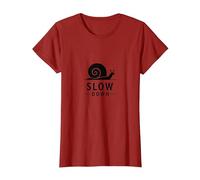 Slow Down Snail Art: Vida Consciente inspiradora Camiseta, Mujer, Arándano, M