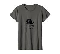 Slow Down Snail Art: Vida Consciente inspiradora Camiseta, Mujer, Asfalto, L