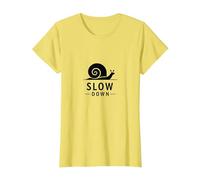 Slow Down Snail Art: Vida Consciente inspiradora Camiseta, Mujer, Limón, L