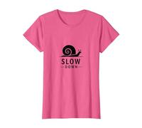 Slow Down Snail Art: Vida Consciente inspiradora Camiseta, Mujer, Rosa Jaspeado, S