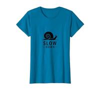 Slow Down Snail Art: Vida Consciente inspiradora Camiseta, Mujer, Zafiro, 3XL