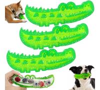 Slow-Feed Chew & Fetch Crocodile Dog Toy, Dog Slow Feeder Puzzle Toy, Cute Chew Toys Alligator Treat Interactive Dispenser Small Medium Large Dogs Tough Gator Bite and Brush Teeth Cleaning(Small*3)