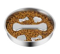 Slow Feeder Bowl, Reversible Stainless Steel Feeding Dish, Bone Maze Dog Food Bowls, Durable Anti Choke Pet Feeder | Healthy Eating Training For Puppy Cat Small Medium Breed Indoor Outdoor Home Travel