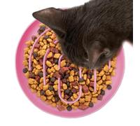 Slow Feeder Cat Bowls, Dry Food Slower Feeder Kitten Bowl, Round Silicone Dish, Non-Slip Spill Proof Base, Portion Control Design for Small Breeds in Living Room, Bedroom, Balcony