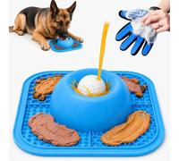 Slow Feeder Dog Bowl with Ball, Lick Mats for Dogs, Dog Licking Bowl with Ball, Anti Slip Silicone Suction Cup Dog Bowls Lick Mats for Large Small Pet Dogs Treats (Blue)
