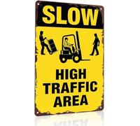 Slow High Traffic Area Retro Metal Sign 8 X 12 in