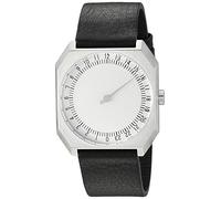 Slow Jo 05 - Reloj suizo unisex de 24 horas plateado, con suave correa de cuero negro
