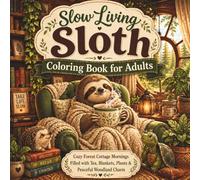 slow living sloth coloring book for adults: A Stress Relief Coloring Book Featuring Cozy Forest Cottages, Relaxing Woodland Animals, and Mindful Scenes for Self-Care and Relaxation