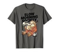 Slow Morning Society Sleepy Sloth Café Humor Camiseta