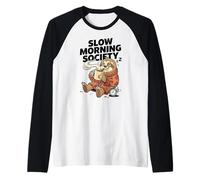 Slow Morning Society Sleepy Sloth Café Humor Camiseta Manga Raglan