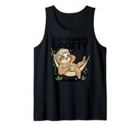 Slow Morning Society Sleepy Sloth Café Humor Camiseta sin Mangas