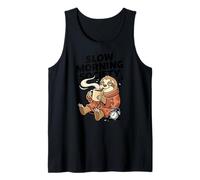 Slow Morning Society Sleepy Sloth Café Humor Camiseta sin Mangas