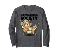 Slow Morning Society Sleepy Sloth Café Humor Manga Larga